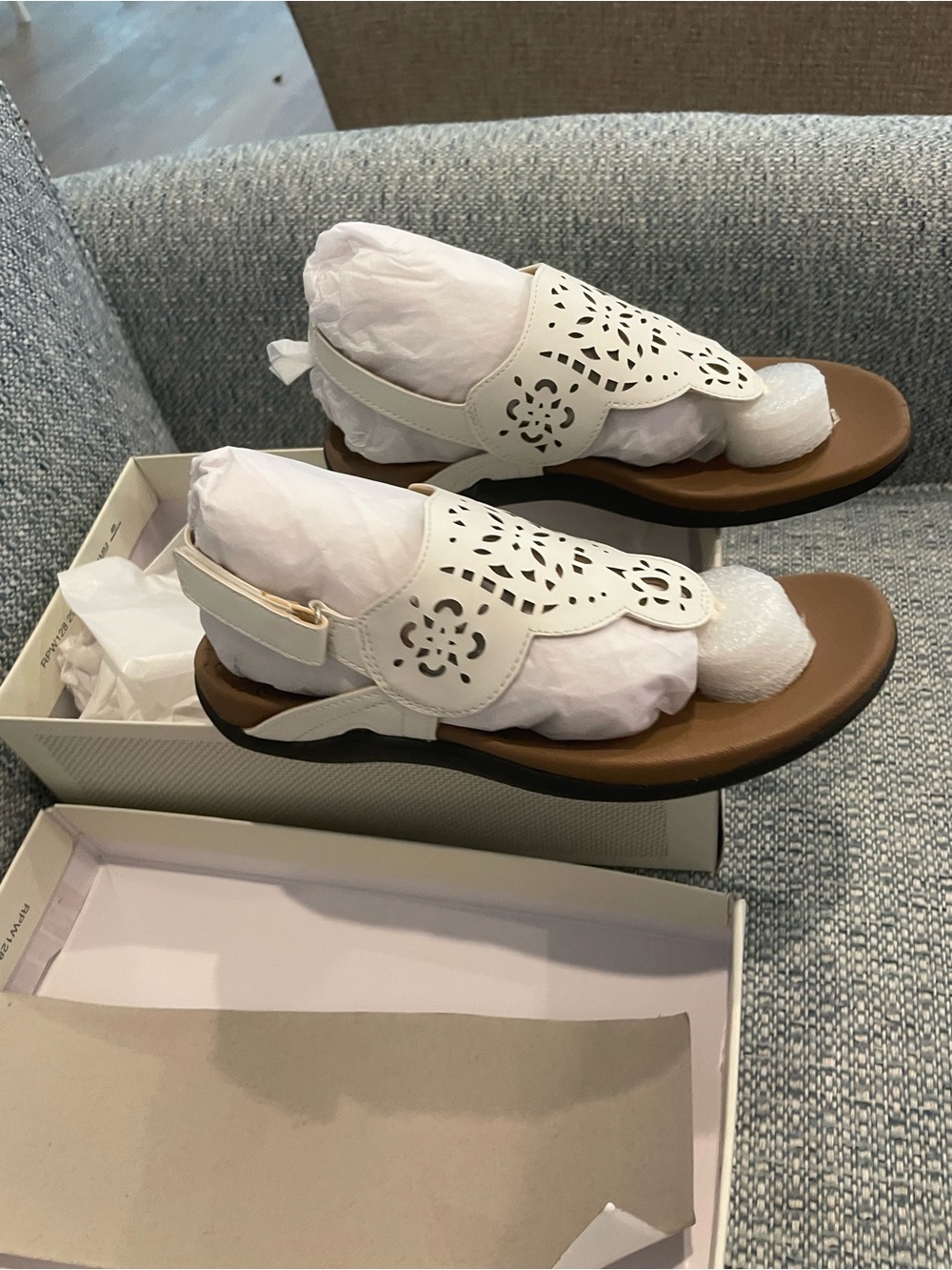Rockport White Laser-Cut Slingback Sandals